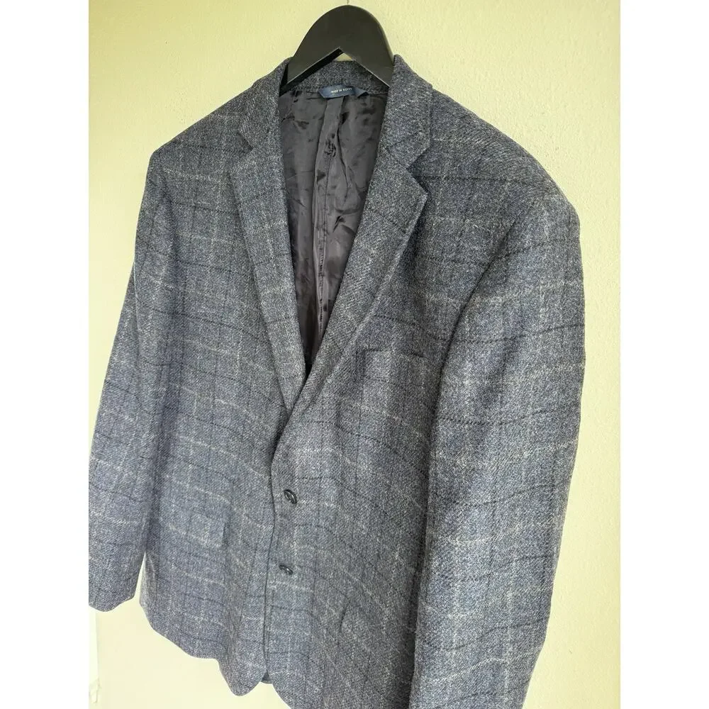 Brooks Brothers Blazer Mens 46R Navy Regent Windowpane Sport Coat